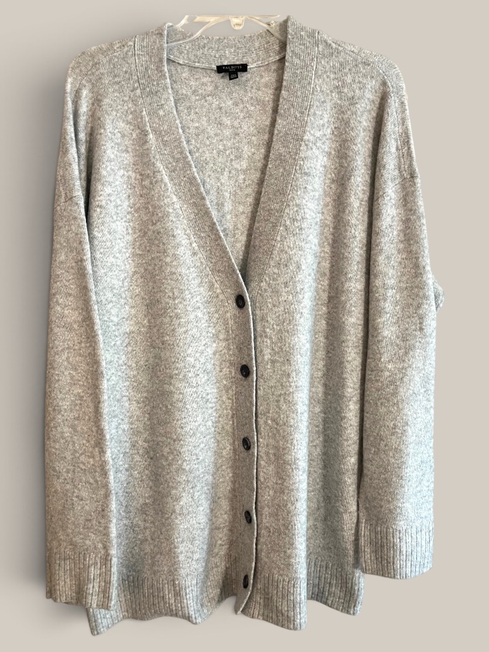 Talbots Gray Marled V-Neck Cardigan Size XLP
